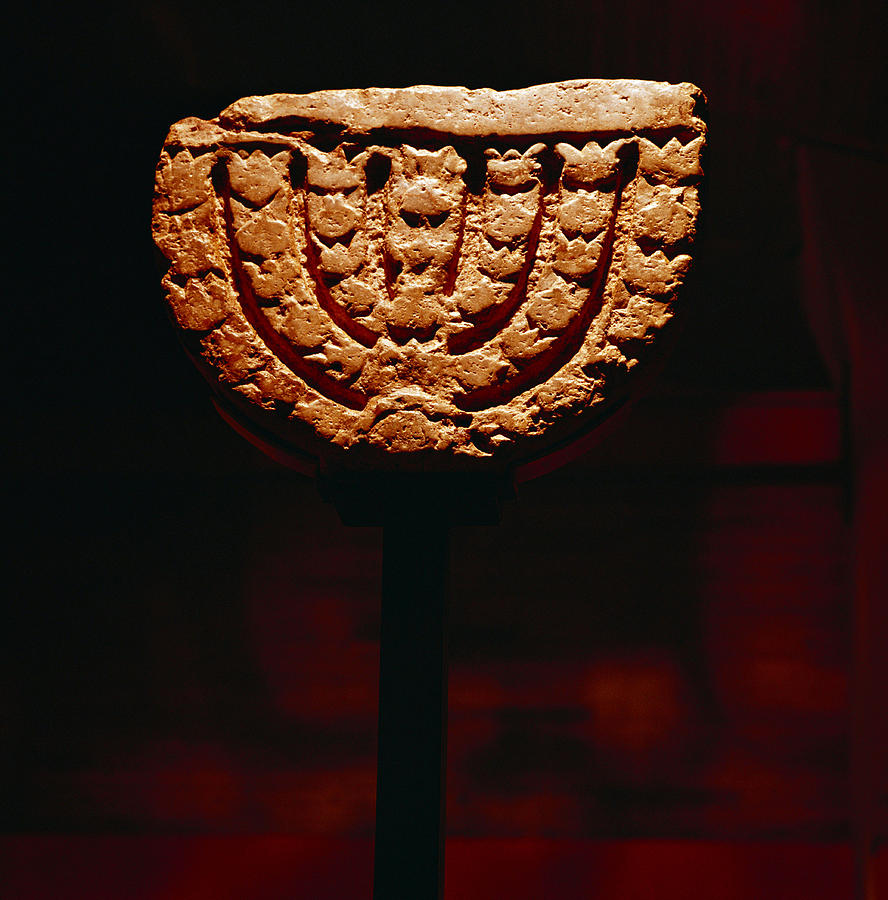 Historical Photograph - Menorah Stone, 2nd Or 3rd Century Ad by Peter Larsen