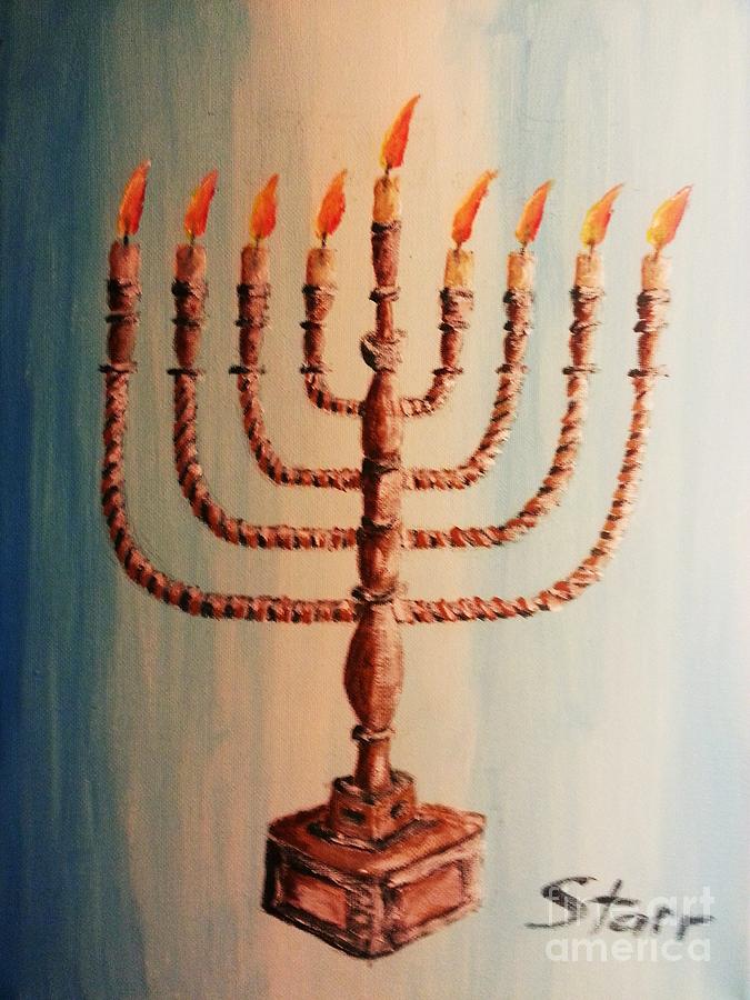 Menorah With 8 Candles Painting by Irving Starr - Fine Art America