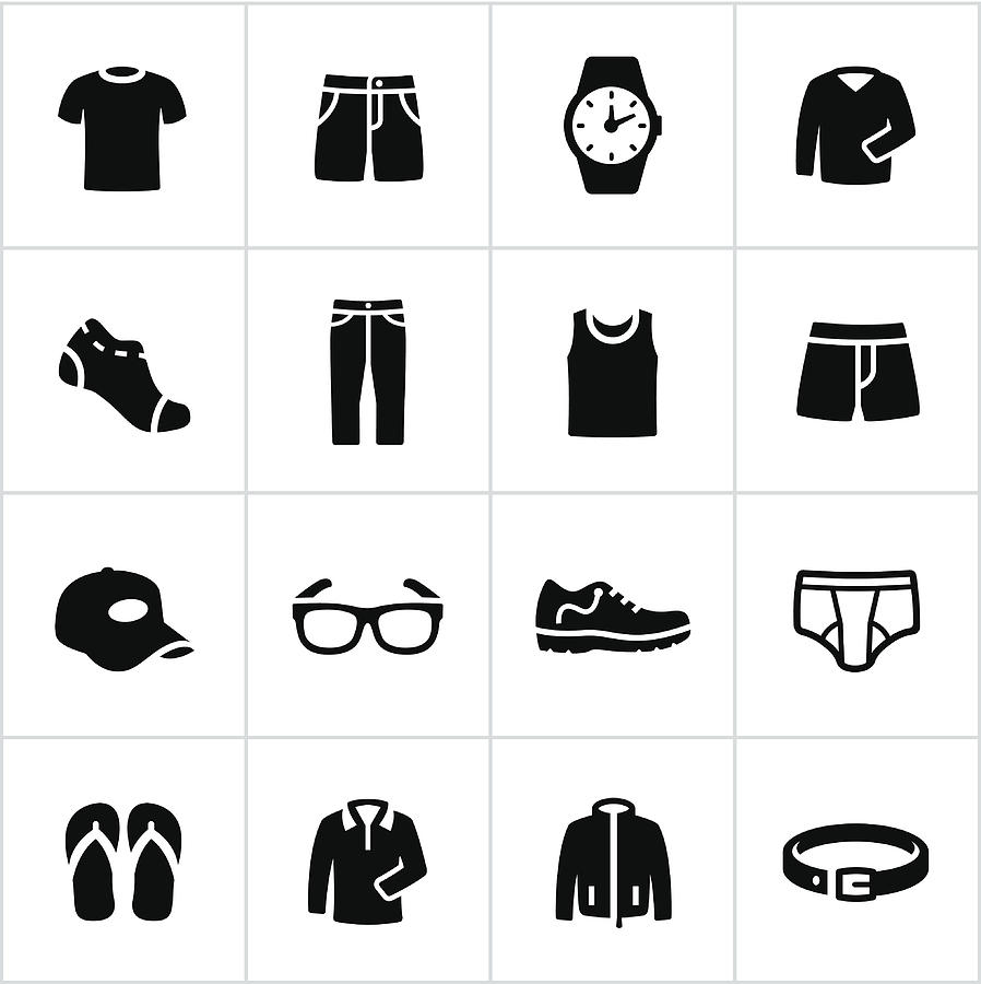 Mens Casual Wear Icons Drawing by Appleuzr
