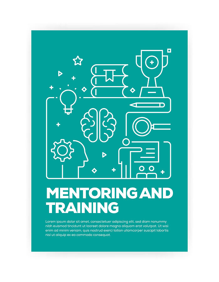 Mentoring and Training Concept Line Style Cover Design for Annual Report, Flyer, Brochure. Drawing by Cnythzl