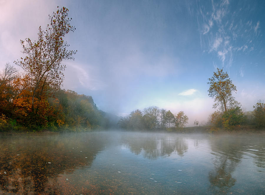 Meramec River in Mist Photograph by Robert Charity