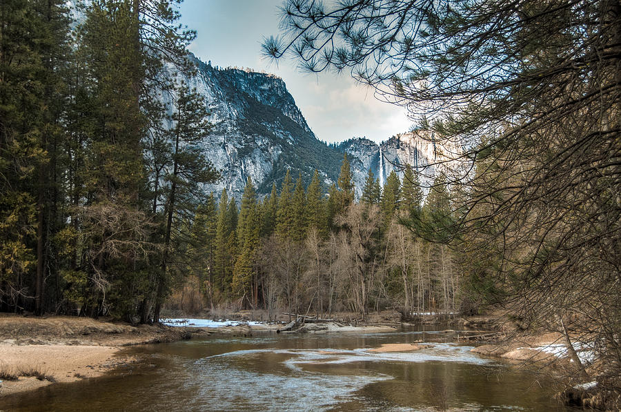 Merced River and Upper Yosemite Falls Photograph by Connie Cooper-Edwards