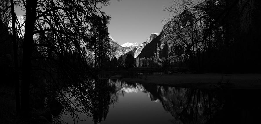 Merced River Black and White Reflection Photograph by Scott McGuire