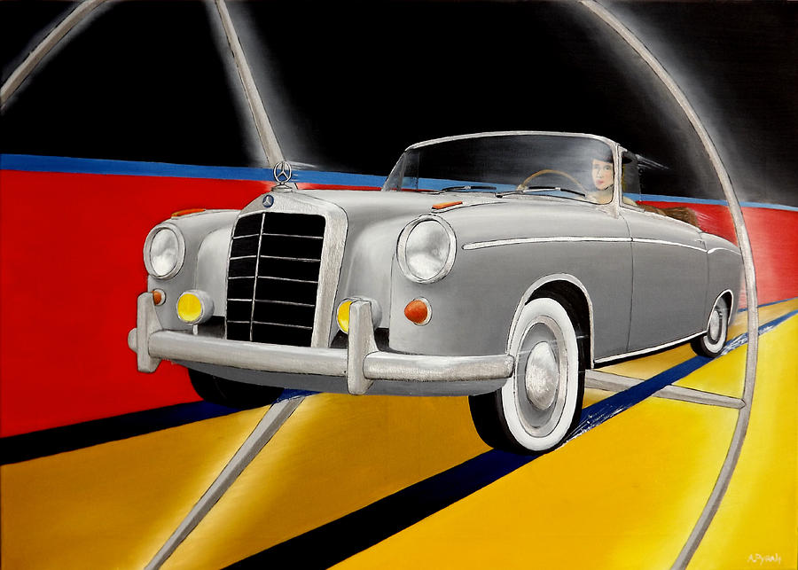 Car Painting - Mercedes 220SE by Andy PYRAH