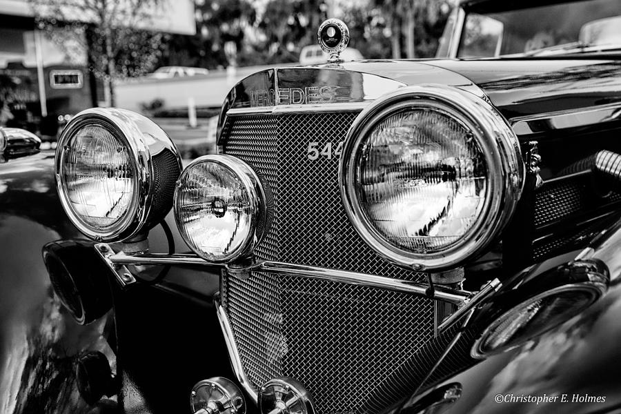 Mercedes 544k Grille - BW Photograph by Christopher Holmes