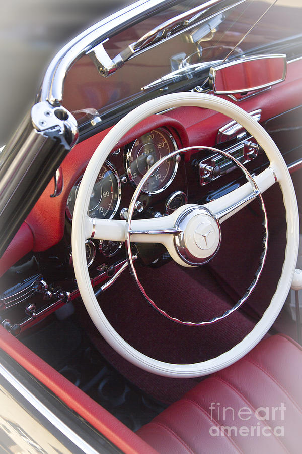 Mercedes Benz 190 SL 1960 Steering Wheel Photograph by Heiko Koehrer-Wagner