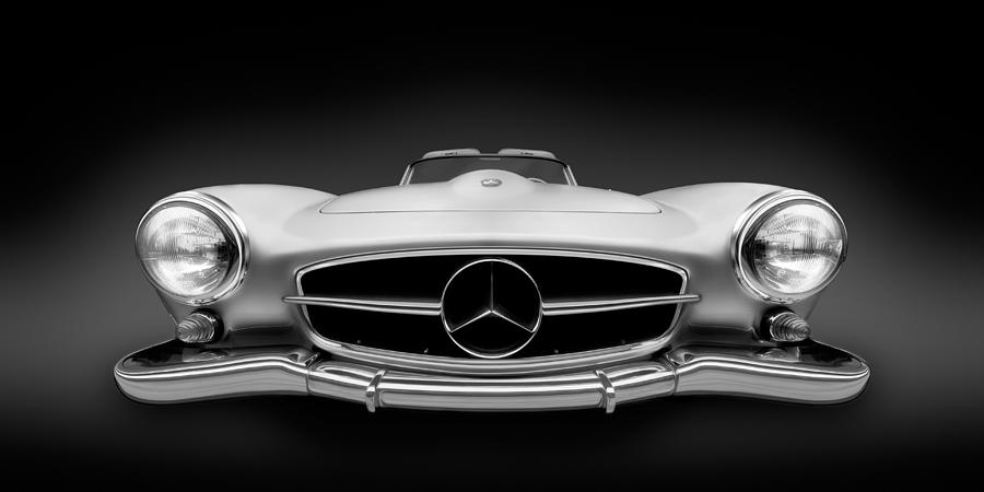 Black and White Photography - Mercedes Benz 190SL Roadster - German Vintage Car Photograph by Alexander Voss