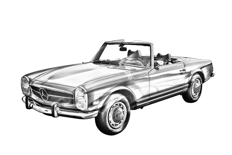 Mercedes Benz 280 SL Convertible Illustration Photograph by Keith