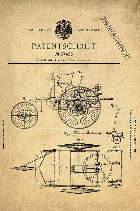 Mercedes Benz Patent 1886 Photograph by Bill Cannon
