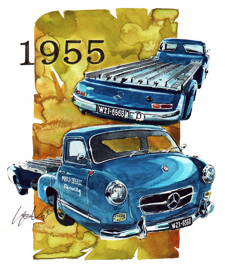 Mercedes Benz Racing car Transport Painting by Yoshiharu Miyakawa