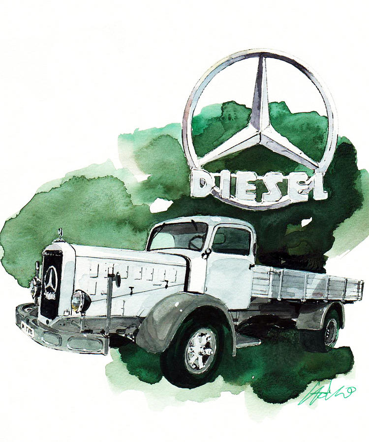 Mercedes Benz L-6500 truck Painting by Yoshiharu Miyakawa