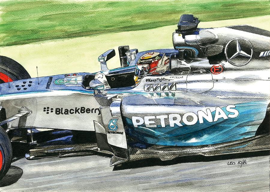 Formula 1 Drawing - Mercedes W05 Hybrid by Leonardo Baigorria