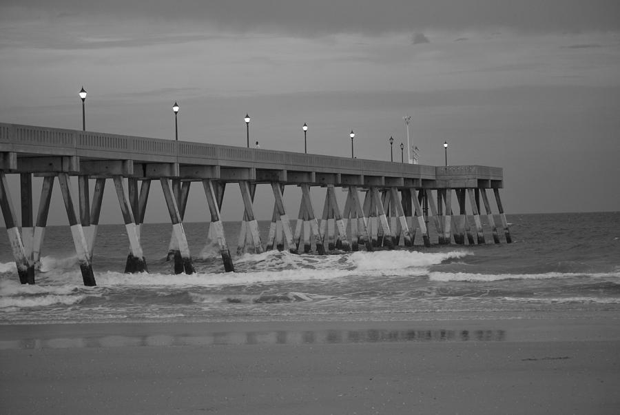 Black And White Photograph - Mercers Pier After Hours by Bob Sample