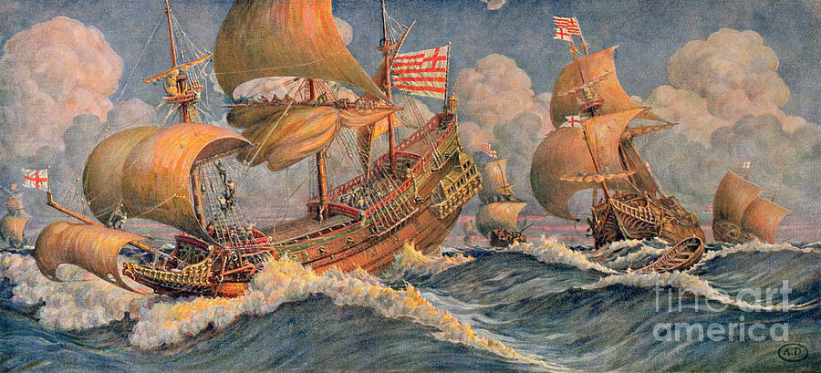 Merchant Ships of 1640 Painting by Robert Morton Nance
