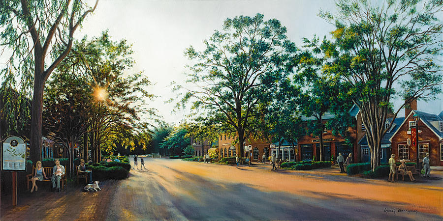 Landscape Painting - Merchants Square in the Late Afternoon by Gulay Berryman