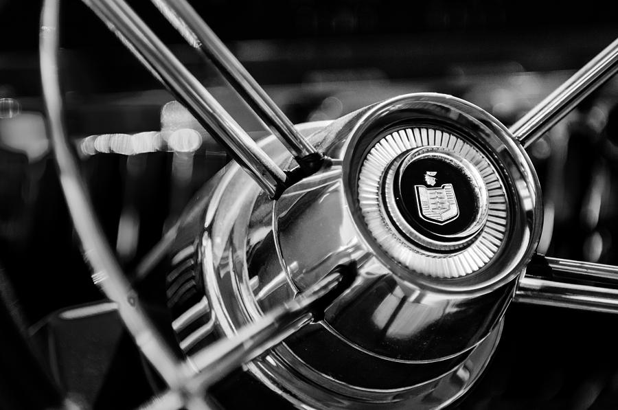 Mercury Steering Wheel Emblem -3521bw Photograph by Jill Reger