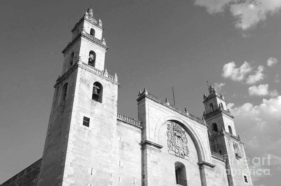 Merida Cathedral Monochrome Mexico Photograph by John  Mitchell