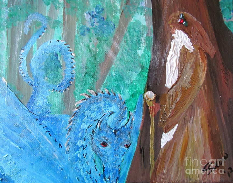 Merlin and his Dragon Painting by Susan Voidets