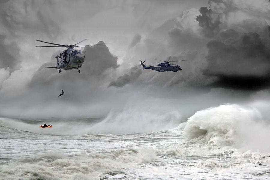 Helicopter Digital Art - Merlin Rescue by Airpower Art