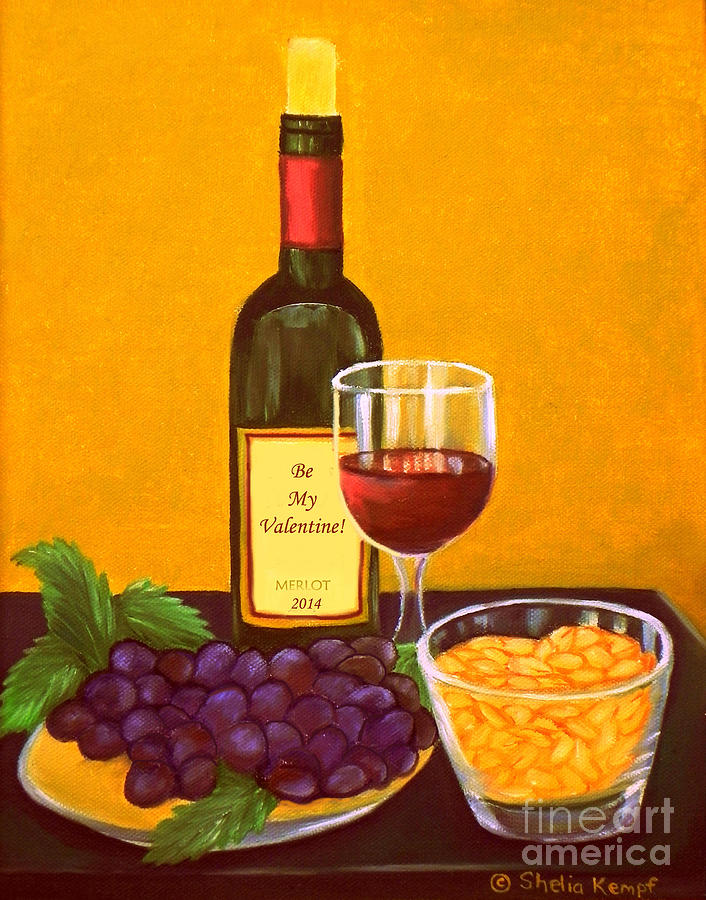 Merlot Nuts - Valentines Painting by Shelia Kempf