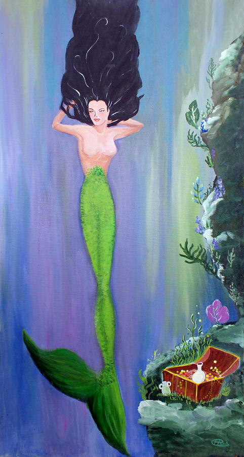 Mermaid and Treasure Chest  Painting by Duane McCullough