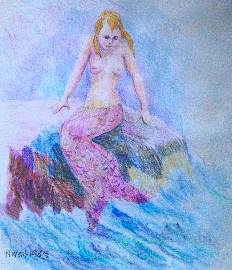 Mermaid B Drawing by Nancy Wait