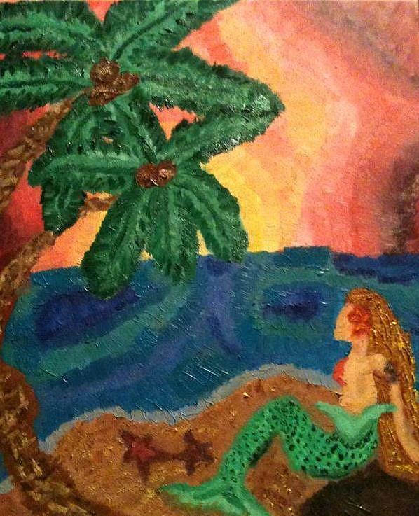 Mermaid Painting - Mermaid Beach by Oasis Tone