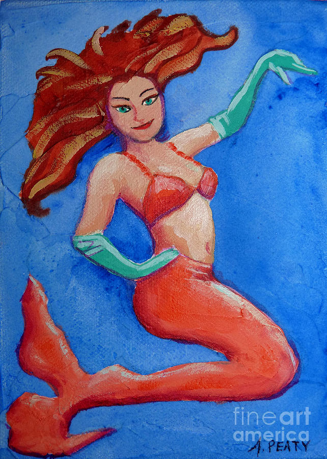 Mermaid Glamor Painting by Audrey Peaty