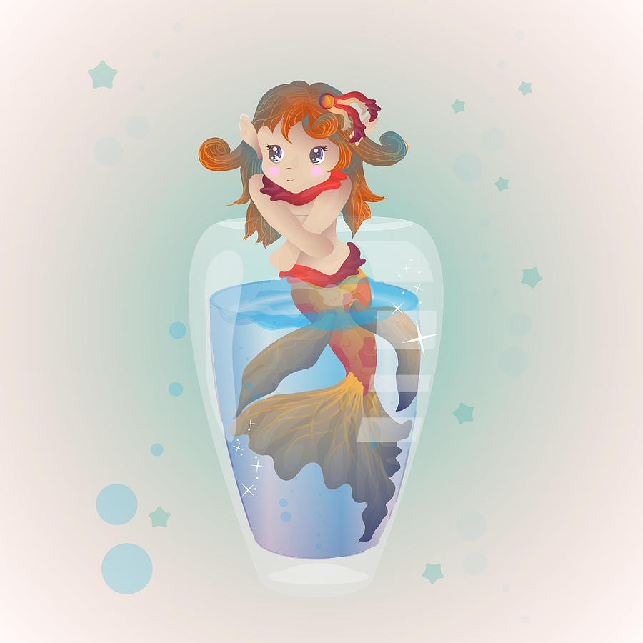 Mermaid Digital Art - Mermaid In A Glass by Mellisa Ward