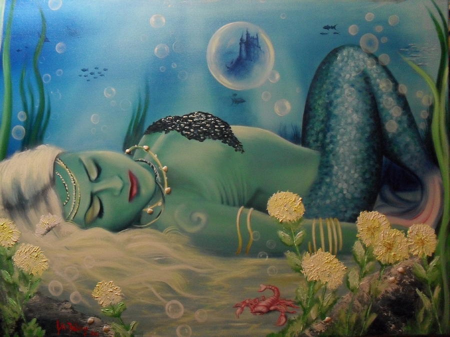 Mermaid Painting - Mermaid in seabed by Lefteris Skaliotis