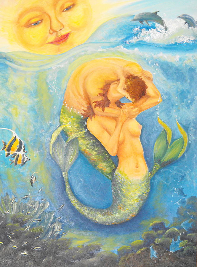 Mermaid Kiss Painting by Michell Givens