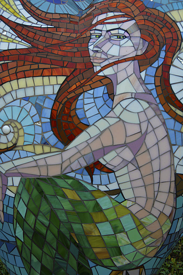 Mermaid Photograph - Mermaid Multi-Colored Glass Mosaic  by Renee Anderson