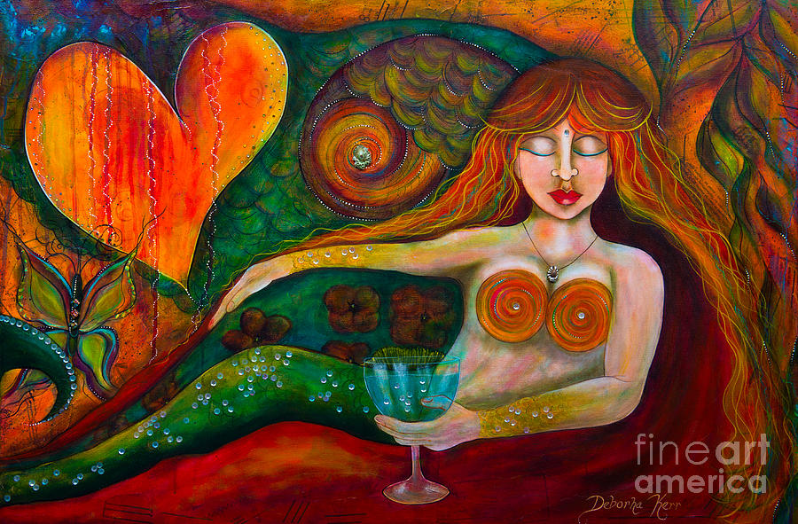 Mermaid Musing Painting by Deborha Kerr