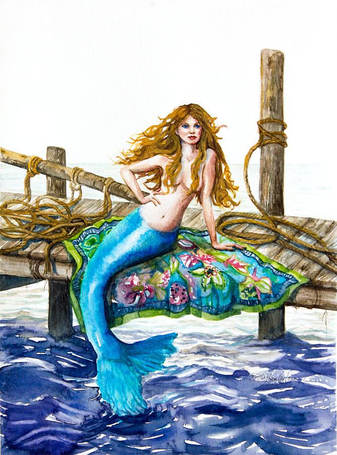 Mermaid on a Dock Painting by Patricia Allingham Carlson