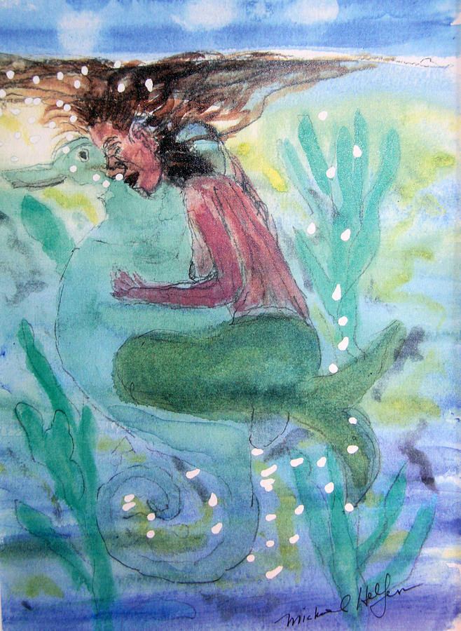 Mermaid Seaweed Painting by Michael Helfen