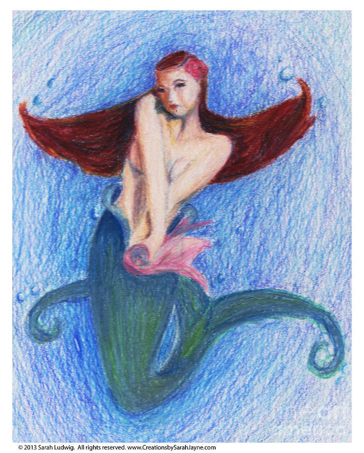Mermaid Drawing - Mermaid Series  by Sarah Howland-Ludwig