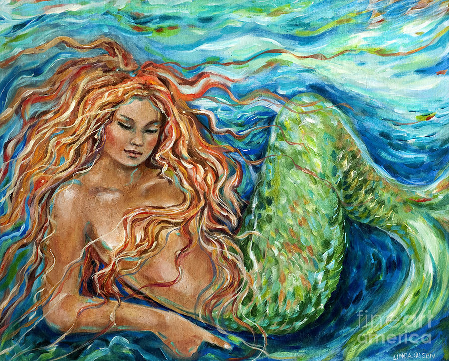 Mermaid sleep new Painting by Linda Olsen