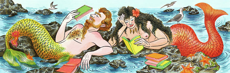 Mermaids Reading Books Digital Art by Foto Bureau Nz Limited Mermaids Reading Books Digital Art by Foto Bureau Nz Limited