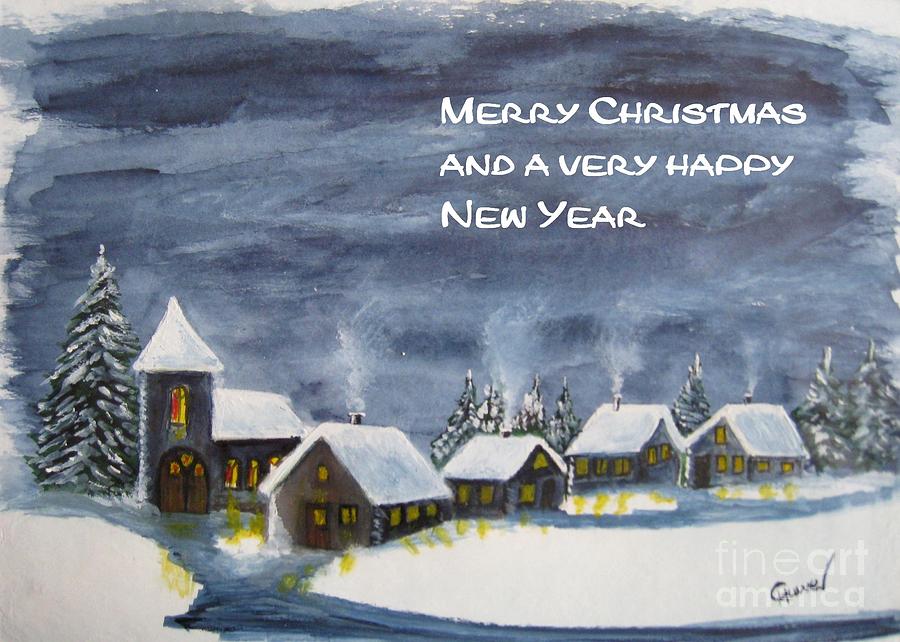 Christmas Painting - Merry Christmas 1   with text by Christine Huwer