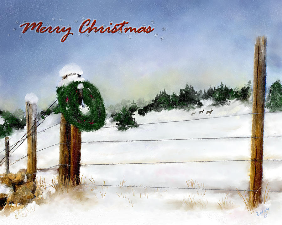 Merry Christmas Wreath Digital Art by Susan Kinney