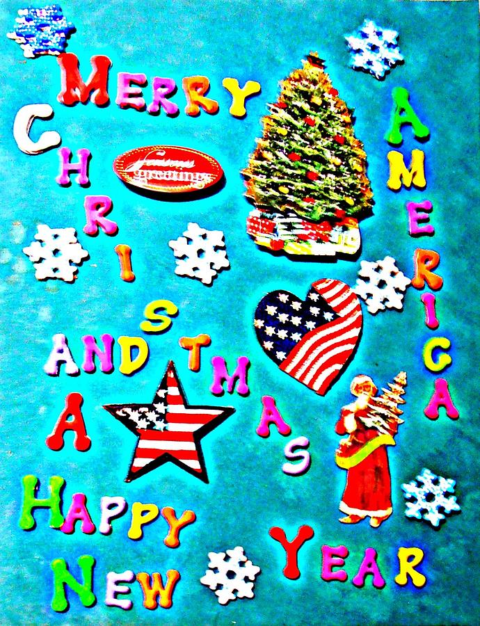 Usa flag merry christmas new year stock footage video (100% royalty Merry Christmas America Photograph by William Bennett