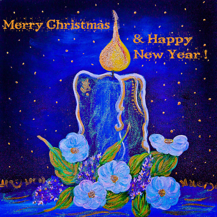 Merry Christmas and Happy New Year v2 Painting by Alex Art