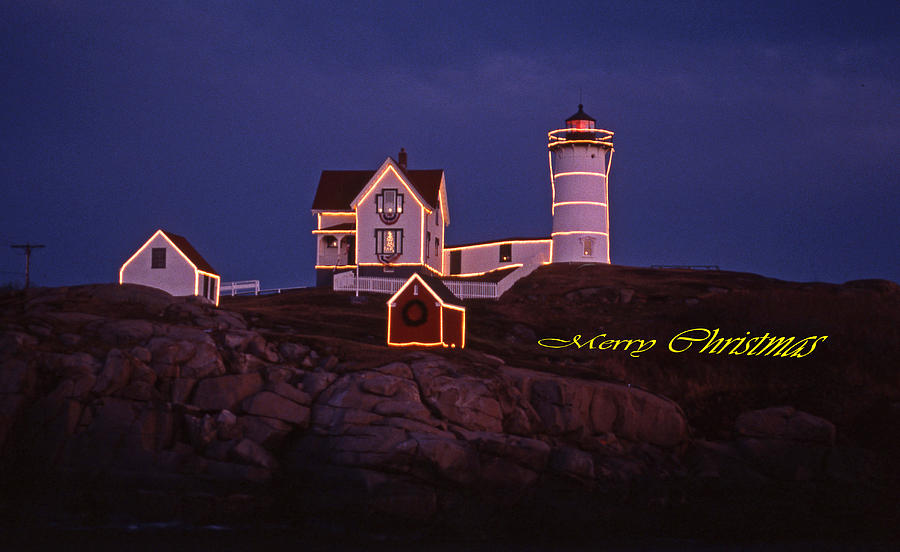Lighthouse Photograph - Merry Christmas At Nubble by Skip Willits