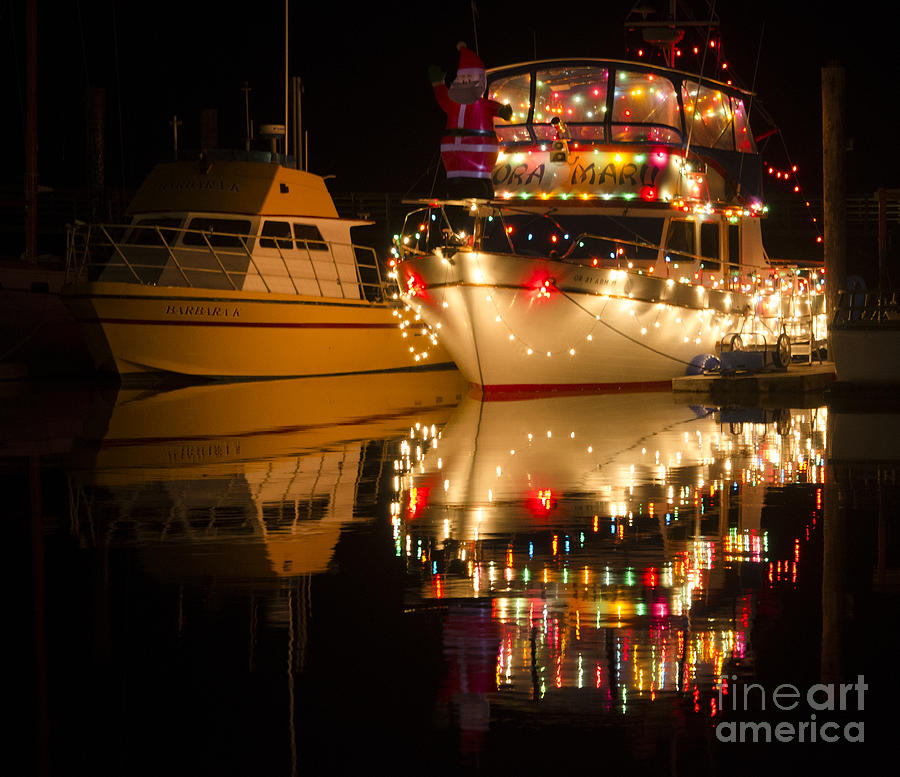 Boat Photograph - Merry Christmas Bandon By The Sea 1 by Bob Christopher