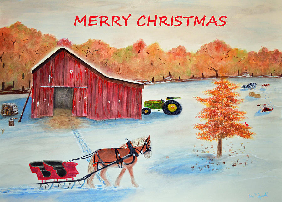 Merry Christmas Card Painting by Ken Figurski