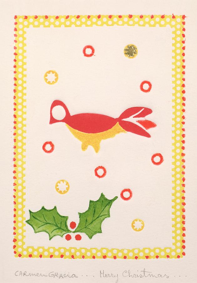 Bird Painting - Merry Christmas by Carmen Gracia