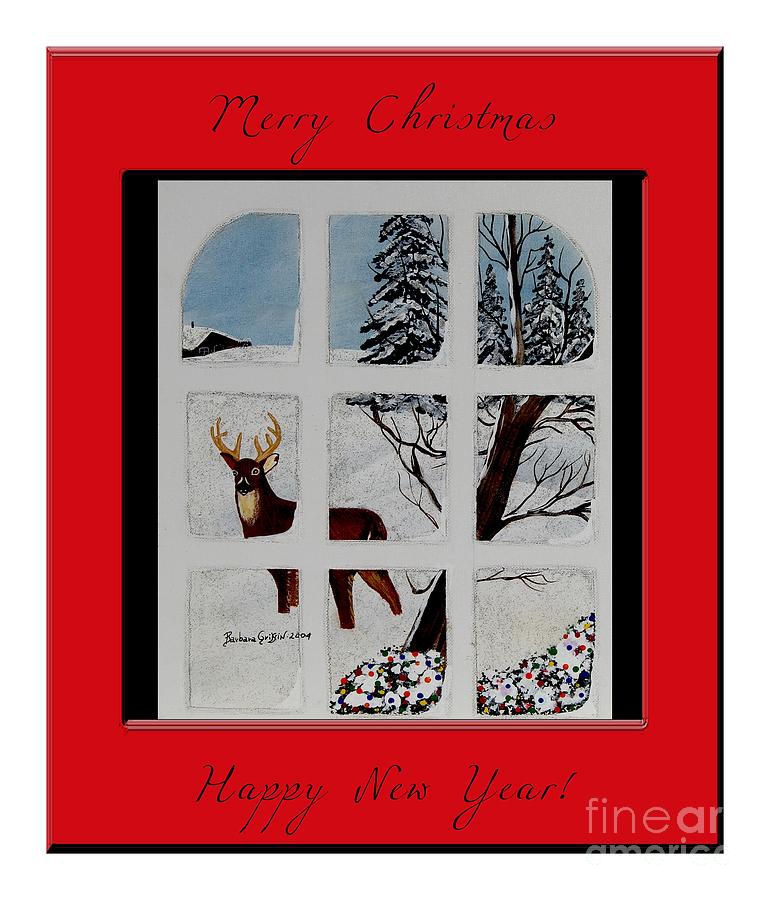 Deer Painting - Merry Christmas Deer by Barbara A Griffin