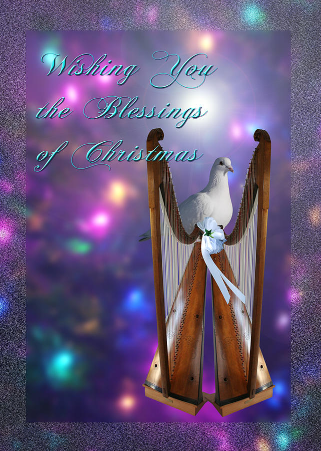 Merry Christmas Dove And Harps Digital Art by J C Edwards