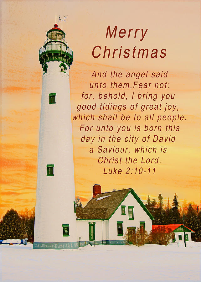 Christmas Photograph - Merry Christmas Lighthouse at Sunrise by Michael Peychich