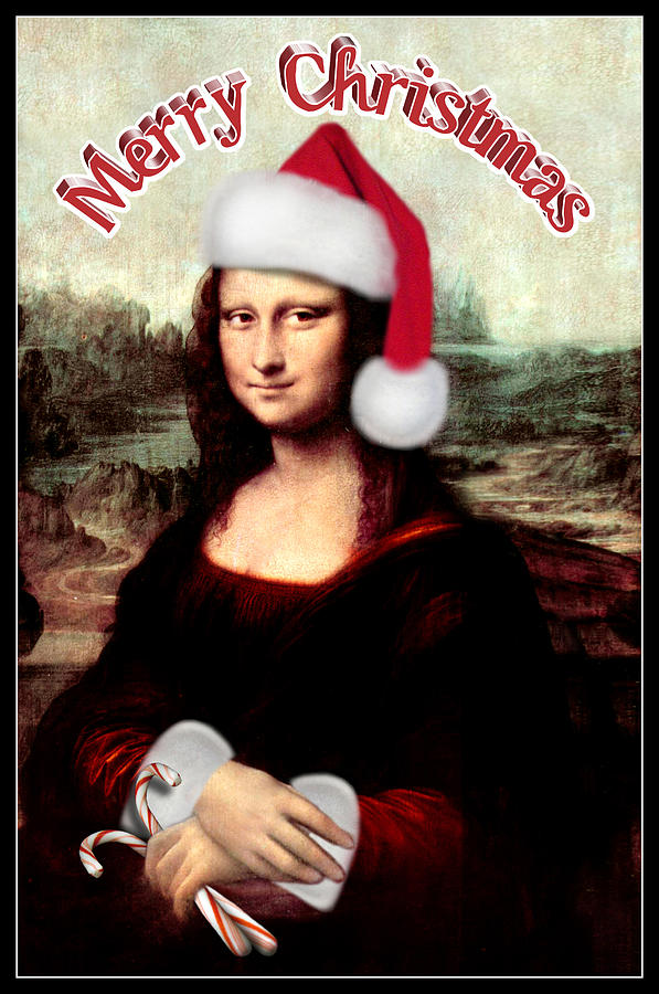 Leonardo Da Vinci Digital Art - Merry Christmas Mona Lisa  by Gravityx9  Designs